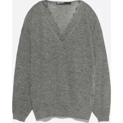 Jersey de mujer largo encaje lana