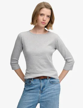 Superdry Damen Athletic Essentials Pointelle-oberteil mit Halblangen Ärmeln Grey - Größe: 38 - 29.99 - FashionsVida
