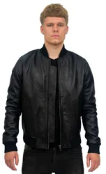 Mens Retro Varsity Bomber Jacket-Pretoria - Black - Size Large