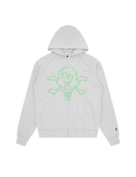 Cones & Bones Zip Through Hood - Heather