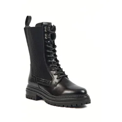 Polly Leather/textile Womens Black Boots - Size Uk 7