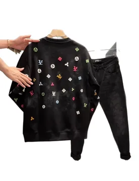 Fall new arrival: all-over monogram foil print long-sleeve t-shirt - Aliexpress - FashionsVida