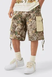 Herren Kontrast-Panel Wald-Camo Jorts Khaki Größe Medium