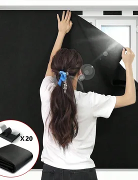 Pieza Cortina de aislamiento térmico de sombra solar negra DIY, Tela de sombra solar autoadhesiva sin perforación para dormitorio y balcón, Nuevo m - Shein - FashionsVida