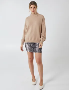 Snake Skin Faux Leather Skirt - 8 / MULTI - female - Blue Vanilla - FashionsVida