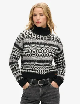 Superdry Damen Kurzer Strickpullover mit Rollkragen Schwarz - Größe: 42 - 79.99 - FashionsVida