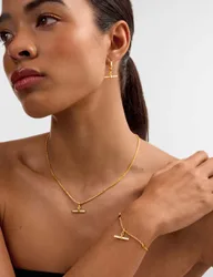 Gold Plated T-Bar Necklace Gold female