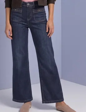 Wide Leg Jeans im Loose Fit mit Dekodetails female Blau - Street One - FashionsVida