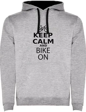 Felpa Con Cappuccio Keep Calm And Bike On Two-colour Heather Grey / Black - Kruskis - FashionsVida