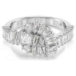 Anello Matrix, Taglio baguette, Nodo, Bianco, Placcato rodio 55