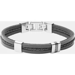 Pulsera de hombre multihebra townsman leather essentials de piel negra