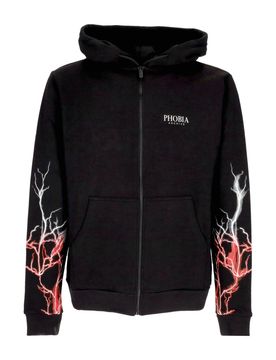 Felpa Leggera Cappuccio Zip Uomo Lightning Zip Hoodie Black/red/grey