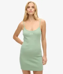 Superdry Damen S Logo Trägerkleid Grün - Größe: 44