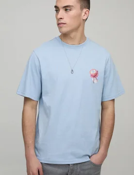 Men's Jam Jar Embroidered Regular T-Shirt Pale Blue Size X-Small Pale Blue XS - boohooMAN - FashionsVida