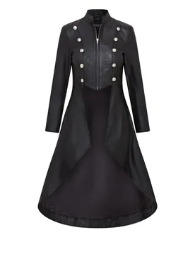 Womens Gothic Full Length Edwardian Coat - Atlanta - Black - Size 24 Uk - Infinity Leather - FashionsVida