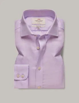 Fitted Slim Non Iron Pure Cotton Shirt Lilac male - Hawes & Curtis - FashionsVida