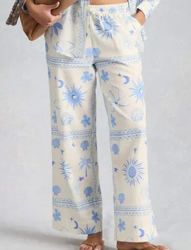Cotton Rich Printed Wide Leg Trousers White Mix female - White stuff - FashionsVida