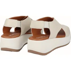 Sandalias de plataforma de mujer de piel