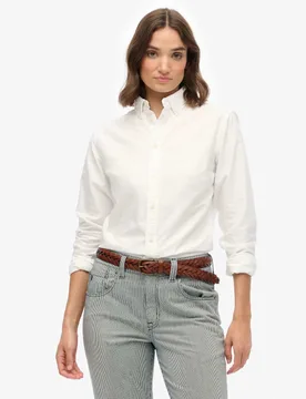 Pure Cotton Collared Button Through Shirt White female - Superdry & Co - FashionsVida