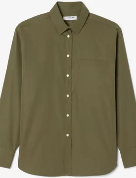 Camisa de mujer de popelín de algodón oversized de manga larga - Lacoste - FashionsVida