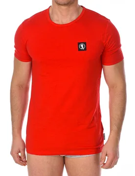 Mens Pack 2 Fashion Pupino T-Shirts - Red Cotton - Size Large - Bikkembergs - FashionsVida