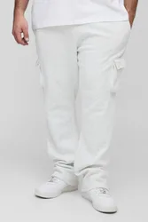 Herren Plus Slim Stacked Flare Cargo Jogginghose Grey Marl Größe 4XL