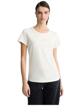 T-shirt panna logo con strass TA5170JS923 M9283