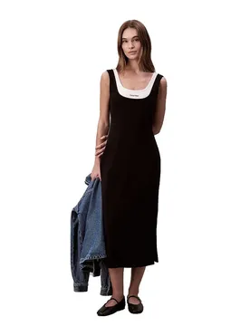 Jeans Vestito Midi Senza Maniche Interlock Black M