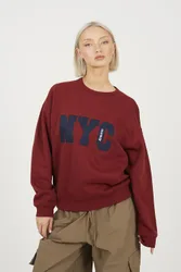 Slogan Crew Neck Womens Sweatshirt - - Size: S