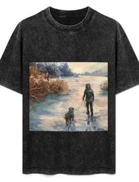 Winter snow scene with the dog T-Shirt Industrial Work Tee Shirt - Aliexpress - FashionsVida