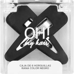 Set De 6 Horquillas Rana Color Negro