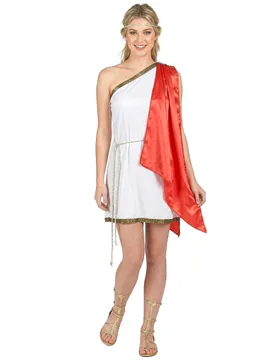 Römische Göttin-Damenkostümweiß-rot-gold - KARNEVAL-MEGASTORE - FashionsVida