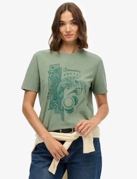 Superdry Damen Lässiges Tokyo Narrative T-shirt Green - Größe: 40 - 39.99 - FashionsVida