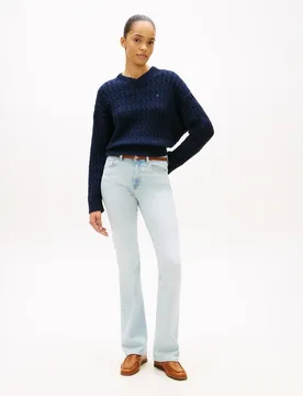 Pantalón de mujer bootcut de denim claro - Tommy Hilfiger - FashionsVida