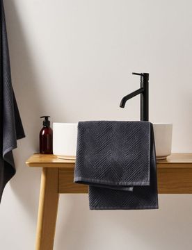 Asciugamano con motivo jacquard - grigio scuro