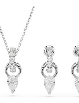 Mesmera Set, Tropfenschliff, Rundschliff, WeiÃŸ, Rhodiniert Unisex OS