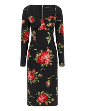 Vestito con bouquet di rose