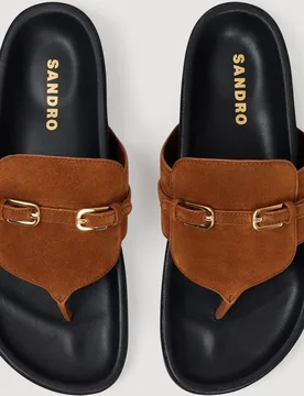 Sandalias de dedo de mujer de ante con hebillas - sandro - FashionsVida