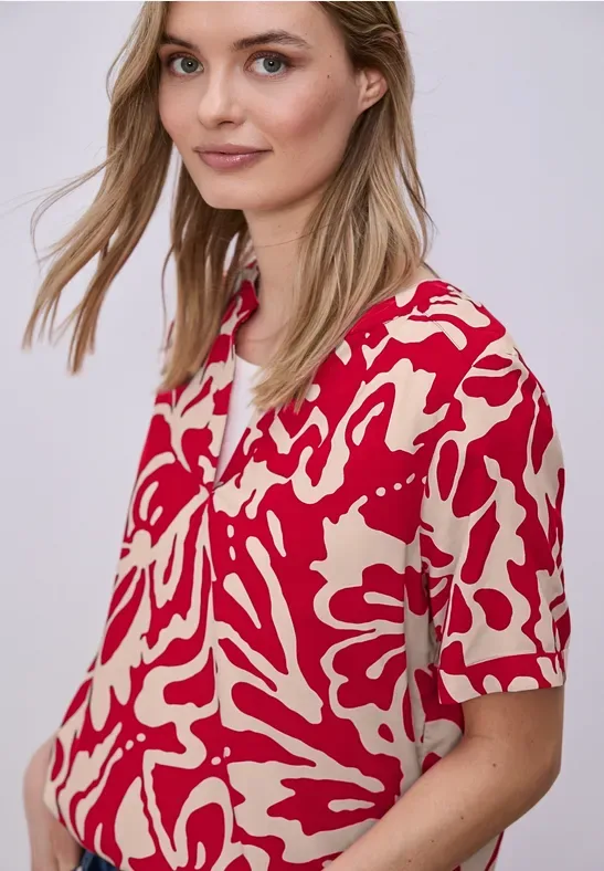 Kurzarm Bluse mit floralem Muster female Rot - Street One - FashionsVida