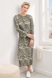 Plisse Printed Jersey Maxi Dress - Pale Green - Size: 10