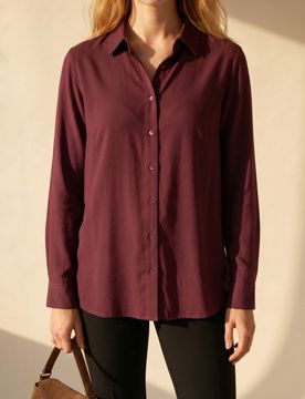 Camicia in viscosa liscia - mogano