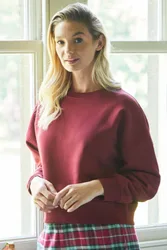 Women's "Burgundy" Cotton Lounge Sweatshirt in Burgundy Size: Small - Burgundy - Size: S