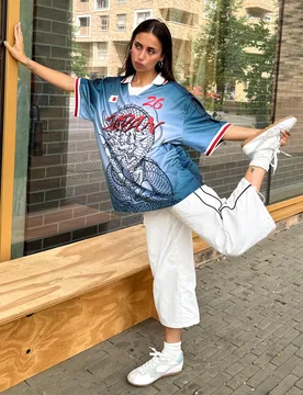 Polo Oversize Japon Fifa World Cup™ L Bleu - Bershka - FashionsVida