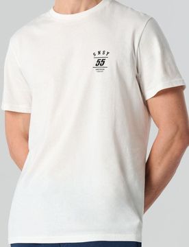 T-shirt in cotone con scritta - panna