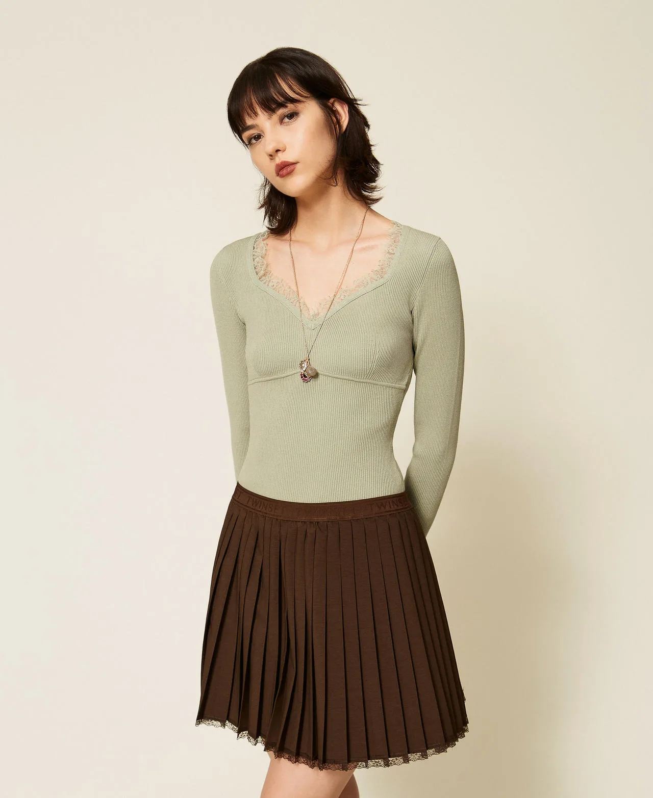 Twinset Pull ajusté avec dentelle - TWINSET - FashionsVida