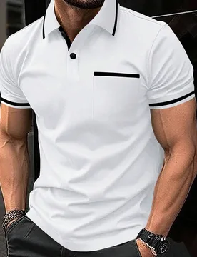 Camisa polo formal de bloques de color sólida y simple para hombres, para uso diario, ceremonia - Shein - FashionsVida