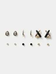 Pack Gold Tone Black Mix Earrings Multi female