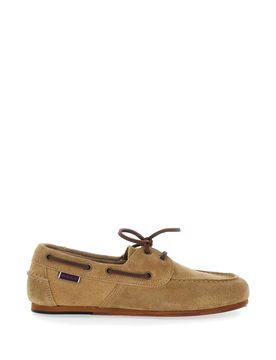 Suede Boat Loafer with Leather Laces and Classic Sole