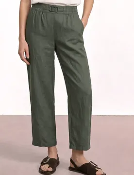 Wide Leg Hose im Loose Fit aus Leinen female Grün