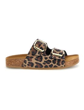 Ciabatte Marroni animalier sottopiede in vera pelle 335A20630SR 40